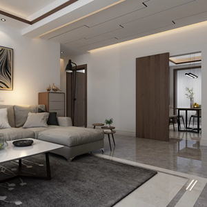 مجموعة أجهزة حديثة من الألومنيوم الفضي بباب واحد من باب الحظيرة ، نظام انزلاق شبح شبح لغرفة النوم ، طراز زخرفي - Product Image 3