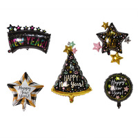 Chapeau de fête du Nouvel An, ballon en aluminium 84*54cm, imprimé noir et coloré pour la décoration de fête du Nouvel An à la maison, certifié FSC