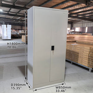 ארון פלדה רב תכליתי הניתן לנעילה: אחסון וארגון מאובטחים עם דלת זכוכית ומדפים מתכווננים - Product Image 3