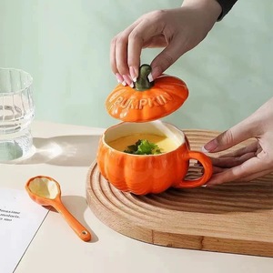 Taza de Sopa de Cerámica con Forma de Calabaza y Tapa, Taza para Bebidas de Temporada, Regalo de Halloween, Vajilla - Product Image 4