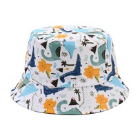 Topi Ember Biru Tua untuk Anak-anak dengan Cetakan Hewan Liar Kartun Lucu, Pola Singa Harimau Gajah, Topi Nelayan Pelindung Matahari Musim Panas