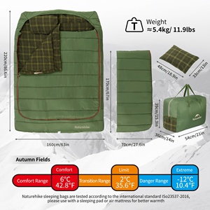 <span class=keywords><strong>Naturehike</strong></span> ถุงนอนสำหรับตั้งแคมป์<span class=keywords><strong>2</strong></span>คน, ถุงนอนสองชั้นพร้อมหมอน<span class=keywords><strong>2</strong></span>ใบสำหรับตั้งแคมป์เดินป่าและผู้ใหญ่ - Product Image 2