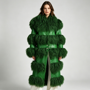 Jxwatcher Nuovo Cappotto di Moda per Signore in Vera Pelliccia Mongola, <span class=keywords><strong>Trench</strong></span> in <span class=keywords><strong>Pelle</strong></span> di Pecora Naturale, Lussuoso Cappotto Lungo in Vera <span class=keywords><strong>Pelle</strong></span> per Donne - Product Image 1