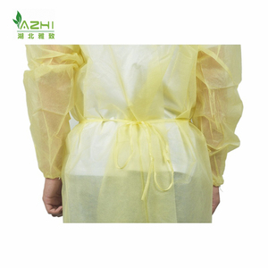 Robe d'isolation jaune PP 25g blouse de laboratoire de travail cousue cravate d'étanchéité sur le cou et le dos robe vister manchette élastique - Product Image 2