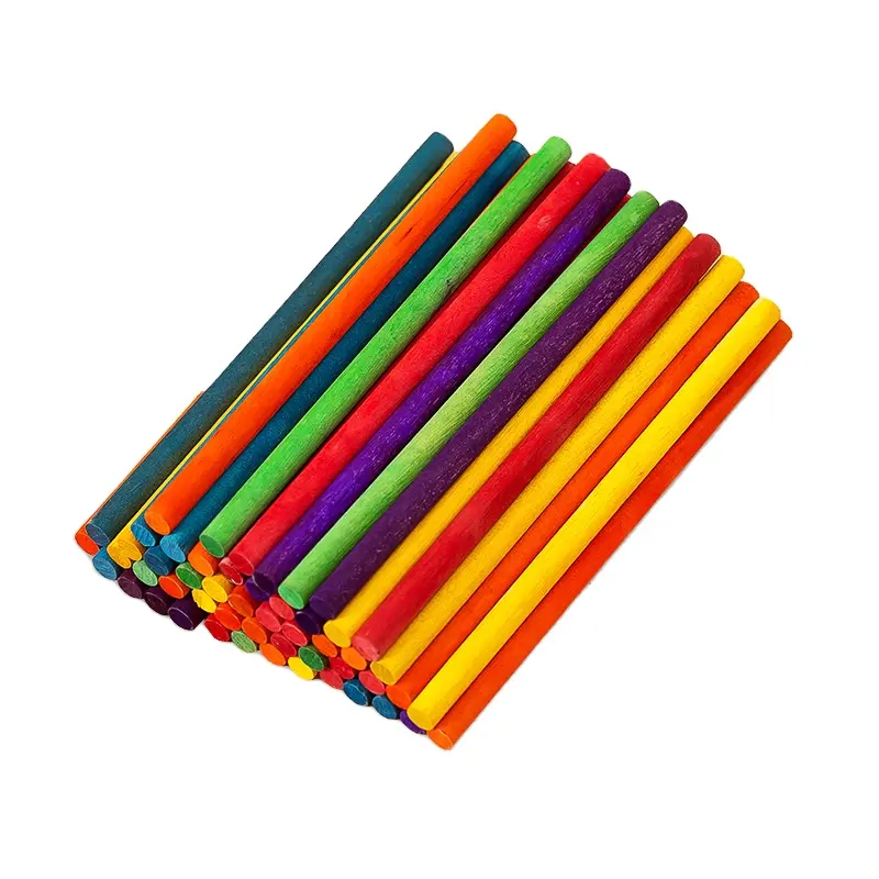 50 Stück/farbige hölzerne Eis am Stiel Naturholz Eisdiele für Kinder Lernspiel zeug Handgemachte DIY Bastel bedarf