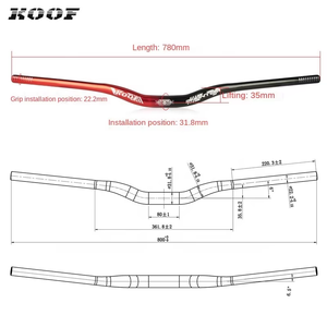 Poignées de vélo KOOF, meilleures poignées de guidon pour le cyclisme, pièces de vélo de montagne, guidon Bt ultraléger, guidon à grand angle, guidon en forme d'hirondelle, guidon tombant - Product Image 3
