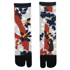 Chaussettes <span class=keywords><strong>Tabi</strong></span> japonaises en jacquard style japonais à motif fleur de cactus, mi-mollet, à deux orteils séparés, tricotées - Product Image 5