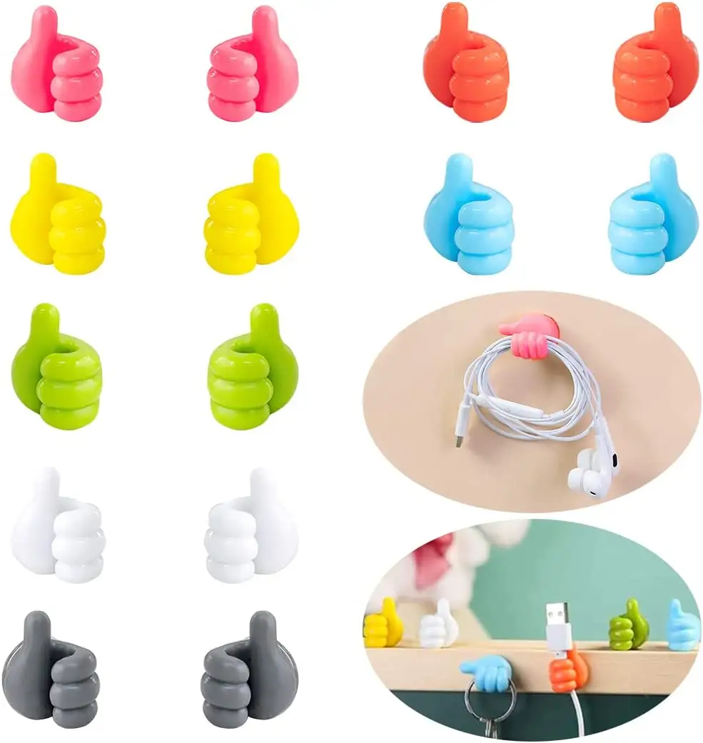 Multi-function Colorful Hooks Cable Clips Thumbs Up Shape Cord Cable Holder