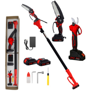 เลื่อยโซ่ยนต์แบบใช้แบตเตอรี่ลิเธียม 21V สำหรับทำสวน ยี่ห้อ Gardeners DIY พร้อมด้ามยาวและกรรไกรตัดแต่งกิ่ง - Product Image 1