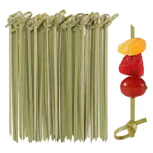wholesale disposable red /black /green party food cocktail picks bamboo knot skewers