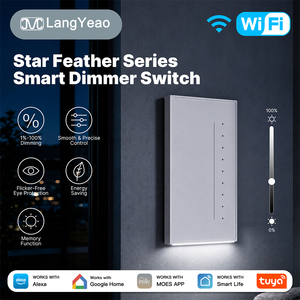 Interruptor de Atenuación Moes Star Feather Tuya Zigbee, Cristal AG, Atenuación del 1%-100%, 440W, Compatible con <span class=keywords><strong>Alexa</strong></span> y Google Home - Product Image 1