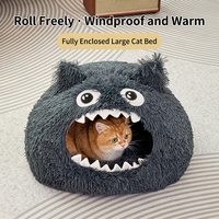 Lit chat fausse fourrure rond ferme grotte sommeil chaud hiver nid animal doux dessin anime chats petits chiens