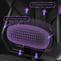 Chaise de jeu ergonomique en maille avec cadre en acier inoxydable, base pivotante, accoudoirs fixes, pour la maison et le bureau - Confortable pour une utilisation prolongée et inclinable