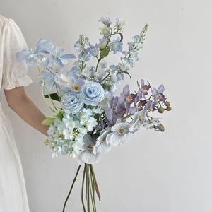 Bouquet Larmes d'Océan, fleurs artificielles en soie mélangée, réalistes, pour mariage et décoration intérieure - Product Image 1