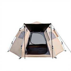 Tente de camping hexagonale à ouverture rapide <span class=keywords><strong>pour</strong></span> famille, à un bouton, à double porte, respirante, portable, en Oxford 210D - Product Image 1