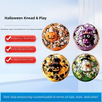 Balle anti-stress en forme de citrouille d'Halloween à remontée lente, jouet sensoriel en caoutchouc pour adultes et enfants 14 ans et plus, en boîte
