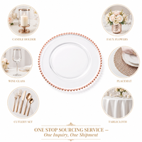 Plateaux de Présentation Ronds en Plastique Acrylique Transparent Perlés de 33 cm pour Mariages et Événements – Assiettes Décoratives pour Dressage de Table