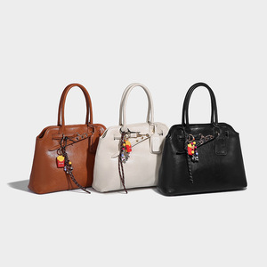 Autumn Winter New Release Retro High-End Women's <b>Tote</b> Bag Large Capacity Polyester PU <b>Zip</b> Closure Fashionable Commuters Tanjing - Product Image 2