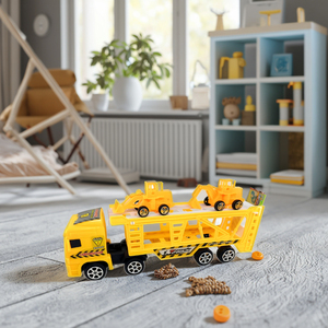 Ensemble de véhicules jouets à friction à inertie de <span class=keywords><strong>dessin</strong></span> <span class=keywords><strong>animé</strong></span> pour enfants <span class=keywords><strong>tracteur</strong></span> en plastique remorque conteneur <span class=keywords><strong>camion</strong></span> pour aventures de transport imaginatives - Product Image 2