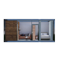 Maison conteneur préfabriquée de luxe moderne 40 pieds, structure en acier, mini-appartement, salle de bain, mur en verre, entièrement meublée, modulaire