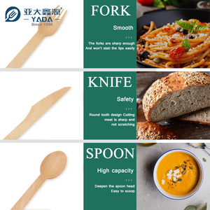 Yada Bán Buôn Số Lượng Lớn Phân Hủy Sinh Học Dùng Một Lần Bộ Đồ Ăn Bằng Gỗ Sinh Thái Thân Thiện Với Tùy Chỉnh Birchwood Dao Kéo Bằng Gỗ - Product Image 4