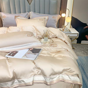 Linge <span class=keywords><strong>de</strong></span> lit en tissu Double antenne, 4 pièces, soie glacée, style européen, housse <span class=keywords><strong>de</strong></span> couette pour sommeil nu, 100 - Product Image 4