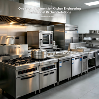 Équipement de restaurant, cuisinière à gaz, four à pizza, table de préparation, machine à glaçons, équipement de cuisine commerciale tout-en-un pour restaurant