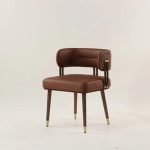 Silla de café tapizada de diseño moderno de mediados de siglo, comodidad de madera contrachapada, silla de comedor de Cricket, nogal para cocina, restaurante, hotel - Product Image 1