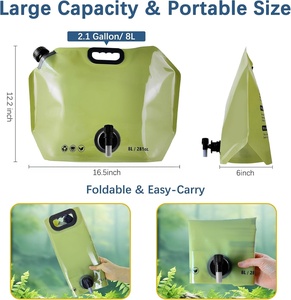 Bolsas de Almacenamiento de Agua Plegables de Gran Capacidad (5L/10L) con Impresión Personalizada, Reciclables, de PE, con Válvula y Boquilla para Alimentos - Product Image 2