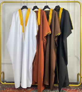 <span class=keywords><strong>Abbigliamento</strong></span> Islamico Ricamato <span class=keywords><strong>Arabo</strong></span> Saudita da Uomo Kurta Pajama Thobe Abaya Bisht Jubbah Musulmana per Cerimonia di Laurea - Product Image 5