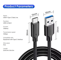 Câble USB Type C USB3.2 10 Gbps, USB A vers USBC 3.2 Gen2, transfert de données, câble pour disque dur SSD USB C, 3A PD 60W, charge rapide