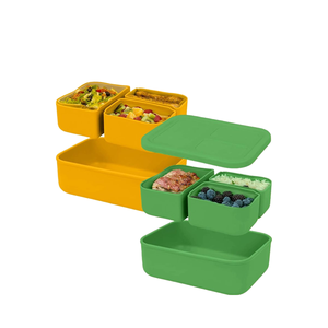 Household Platinum Eco-Friendly Silicone Bento <b>Lunch</b> <b>Box</b> Set 2-3 Compartments Microwave Freezer Safe All-Ages Food Storage - Product Image 1