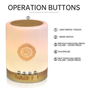 Nouveau produit app control blue tooth MP3 coran haut-parleur mini musique cadeau LED lampe tactile colorée sq112 lecteur de coran - Product Image 4