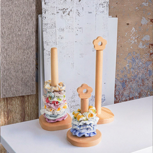 Modern Standing Type Double Tier Wooden Head Rope Jewelry Display Solid Wood Hair Ring <b>Storage</b> Rack for Tools - Product Image 3