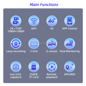 Cámara para Auto 4G con Doble Lente Delantera y Trasera, Delantera 2K, Trasera 1080P, Grabación en Bucle, GPS+BDS, Sensor G, DVR - Product Image 4