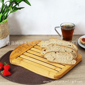 Planche à découper en bambou en forme de pain de mie avec plateau à miettes 34x26x2cm, planche de découpe de cuisine pour trancher le pain - Product Image 2