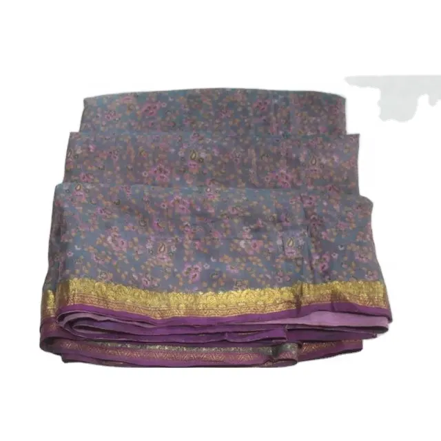 ชุดพื้นเมืองลำลองผ้าไหมส่าหรีสำหรับผู้หญิง,ผ้าส่าหรีทำจากผ้าอินเดียแท้ใช้รีไซเคิลทำมือสไตล์วินเทจ