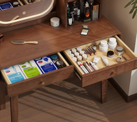 Coiffeuse moderne en bois avec éclairage LED, 4 tiroirs, gain de place, et miroir