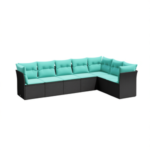 Set Divano da Esterno Moderno in Polyrattan Nero con Cuscini, 8 Posti, Design Contemporaneo - Product Image 1