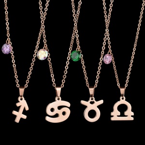 Joyería de Moda Dubái, Collar con Signo Zodiacal y Piedra de Nacimiento, Chapado en Oro de 18K, para Novia - Product Image 6