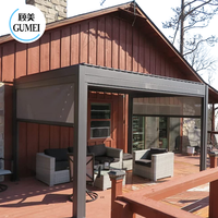 Pergola extérieure bioclimatique avec supports de toit en aluminium de haute qualité, imperméable, à lames orientables manuelles rétractables