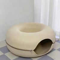 Mainan tabung donat kucing lucu, terbuat dari bahan felt yang dapat dilepas, struktur komposit dua lapis, dapat dicuci, grosir