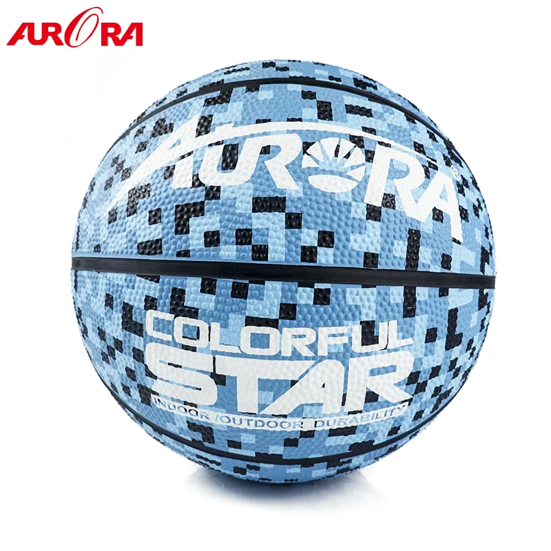 Top quality blue camouflage custom Rubber basketball Size 7 outdoor play ball