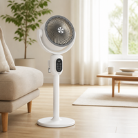 Ventilateur de circulation d'air blanc et épuré avec télécommande, coque en ABS, design à 3 pales, idéal pour coin lecture et bureau d'étude