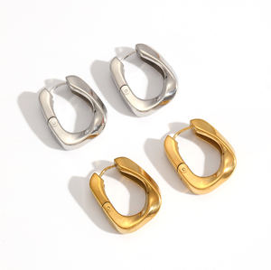 Pendientes de Acero Inoxidable con Forma de U, Estilo Europeo y Americano, Chapados en <span class=keywords><strong>Oro</strong></span> de 18K, Pendientes Exagerados - Product Image 4