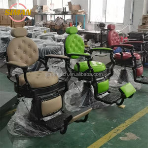 Siman Guangzhou Salon de coiffure prix bon marché Old School rouge <span class=keywords><strong>rose</strong></span> noir et or argent chaises de barbier pour salon de coiffure - Product Image 3