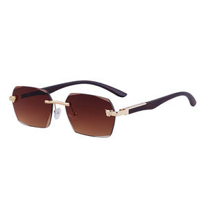 Gafas de sol sin montura Ted Davies para hombre, lentes de PC, protección UV400 Clase 2, estilo Instagram, con caja - Product Image 3