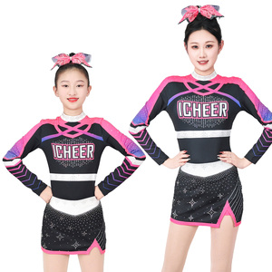 Wholesale Toddler Varsity <strong>Cheerleading</strong> Uniforms Pink Black Purple With Garment Bags School Cheer Uniforms Team <strong>Packages</strong> - Product Image 1