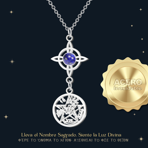 Ciondolo Tetragrammaton con pietra in lapislazzuli in acciaio inossidabile ciondoli e ciondoli con nodo di strega - Product Image 2