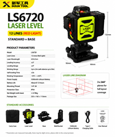 Instrument laser industriel Huake haute précision 12 lignes à lumière verte, auto-nivelant 3 mm, diamètre de la sonde 1 mm pour le nivellement mural
